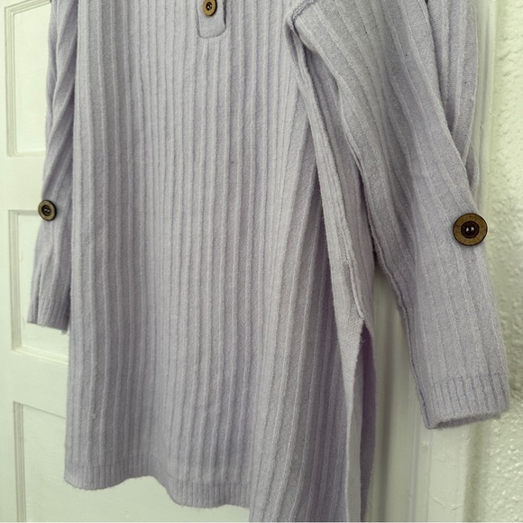 intimately free people oversized lavender ribbed knit 3/4 sleeve sweater - Picture 6 of 7